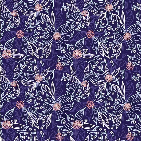 Patrón floral vector sin costura — Vector de stock