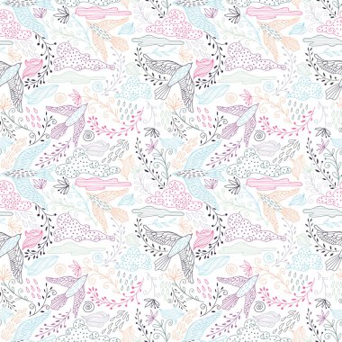 Kuşlarla kusursuz vektör deseni