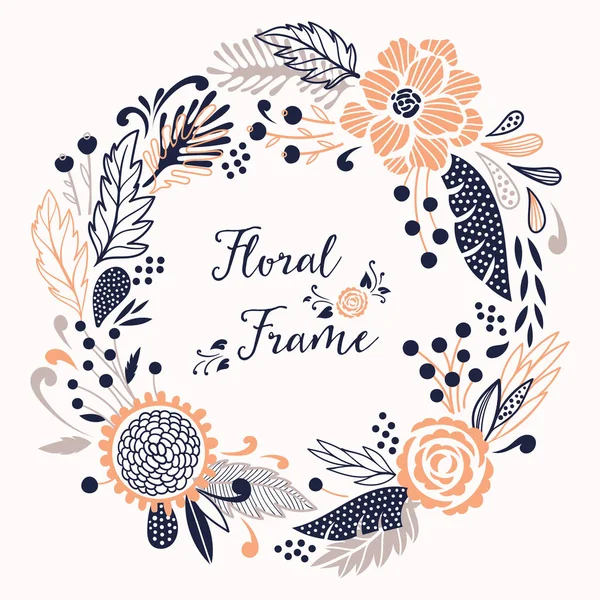 Floral vector round frame — Stock Vector