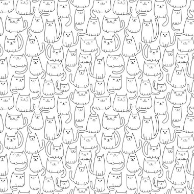 Sevimli kediler ile sorunsuz vektör desen