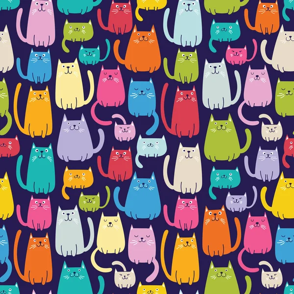 Gatos coloridos padrão vetor sem costura — Vetor de Stock