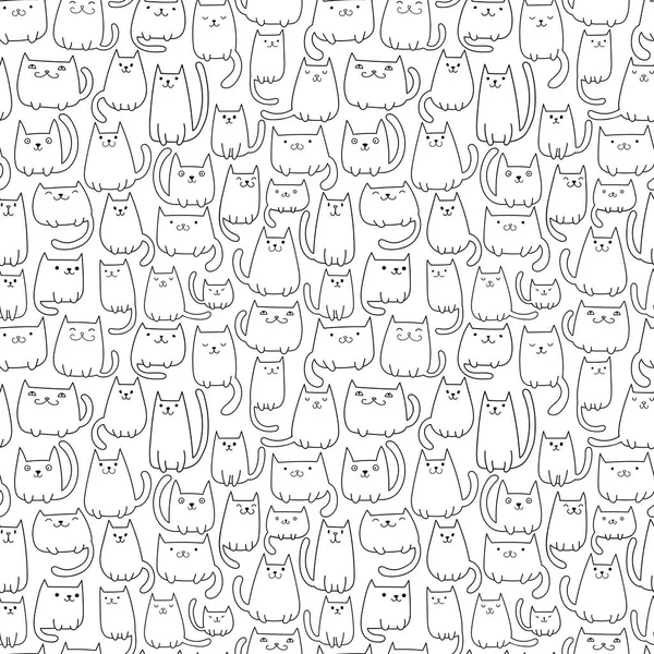 Seamless vector pattern with cute cats — Stock Vector