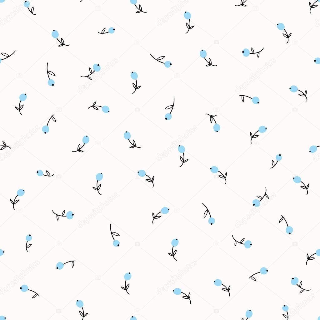 Blue berries vector seamless pattern