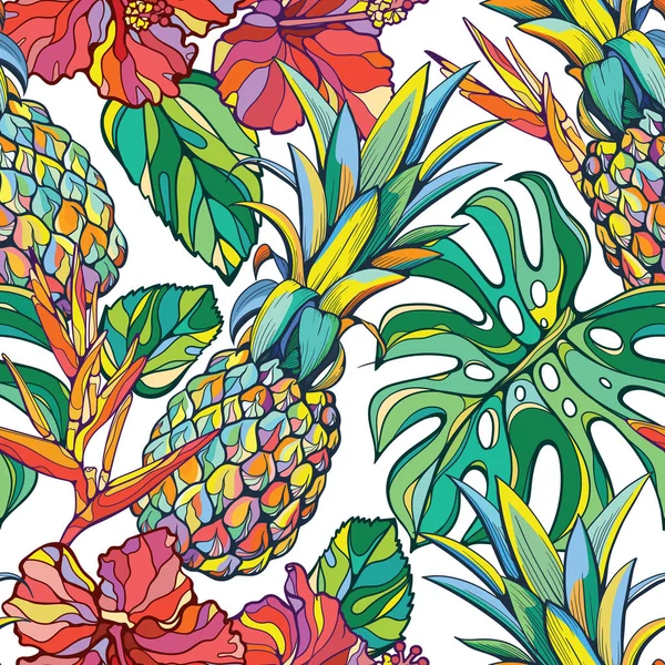 Colorful seamless vector tropical pattern — Stock Vector