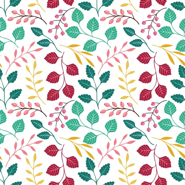 Seamless floral pattern with leaves — Stock Vector