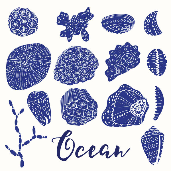 Deep ocean. Set of vector elements