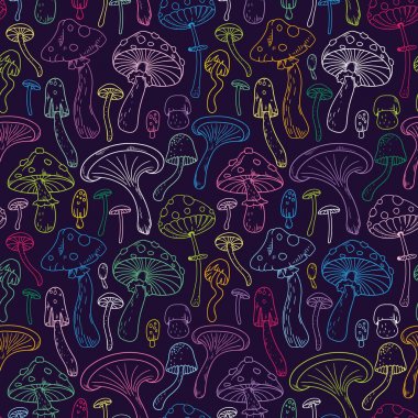 Renkli kesintisiz arka plan farklı mantar ile