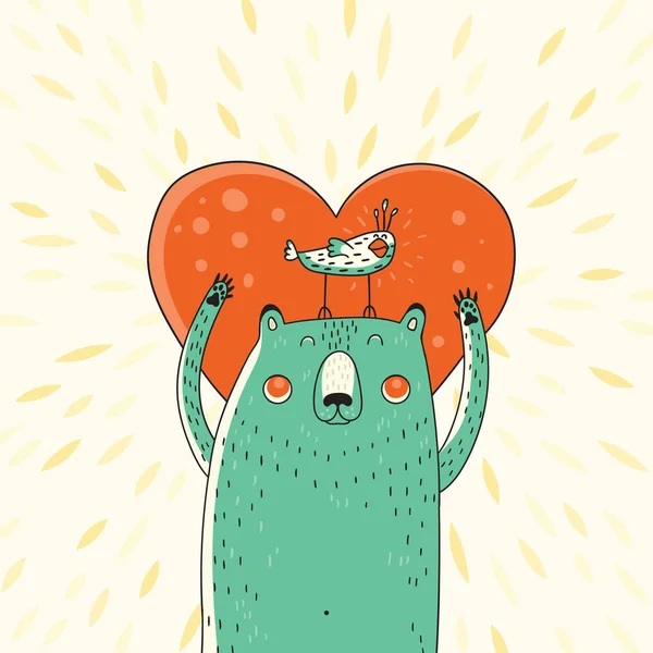 Bonito oso deseándote amor! Ilustración vectorial — Archivo Imágenes Vectoriales