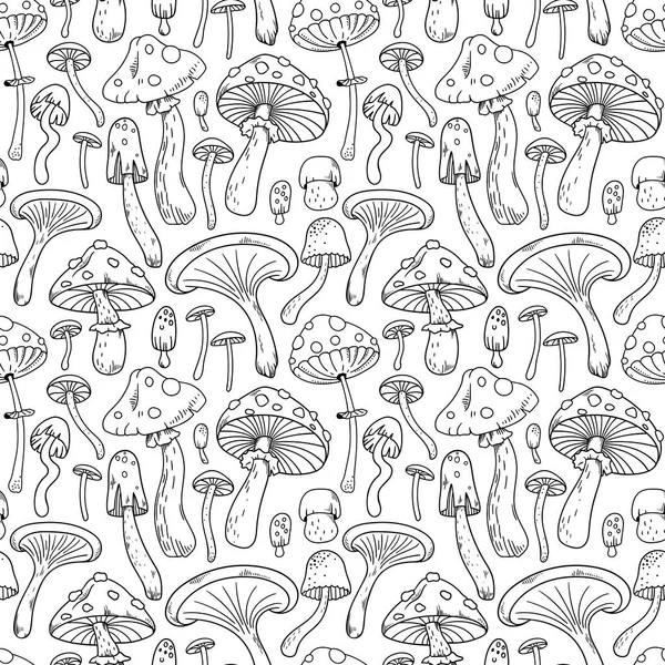 Mushrooms vector seamless pattern — Stock Vector