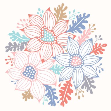 Yuvarlak çiçek desenli. Vektör arka plan