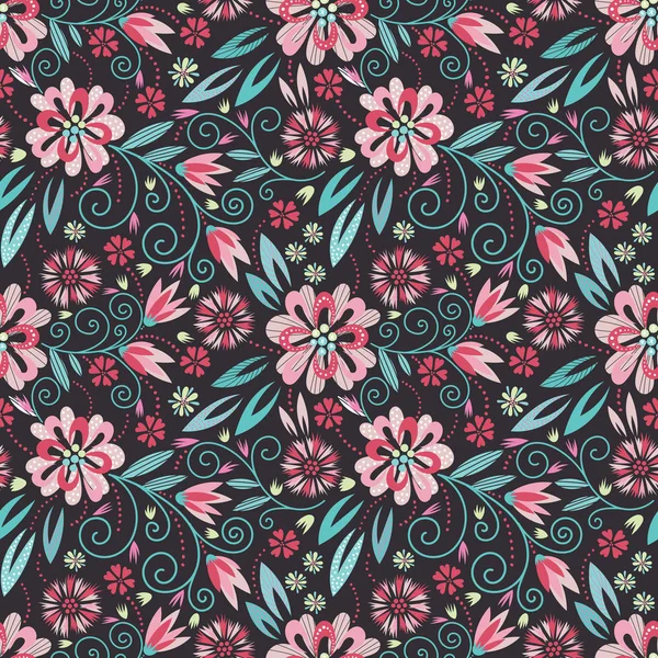Seamless floral pattern. Vector floral background — Stock Vector
