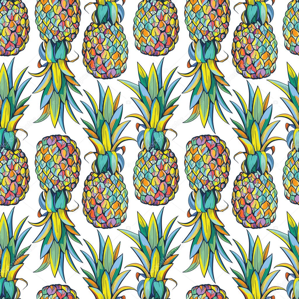 Pineapples seamless pattern