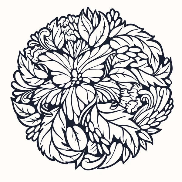 Patrón floral redondo — Vector de stock