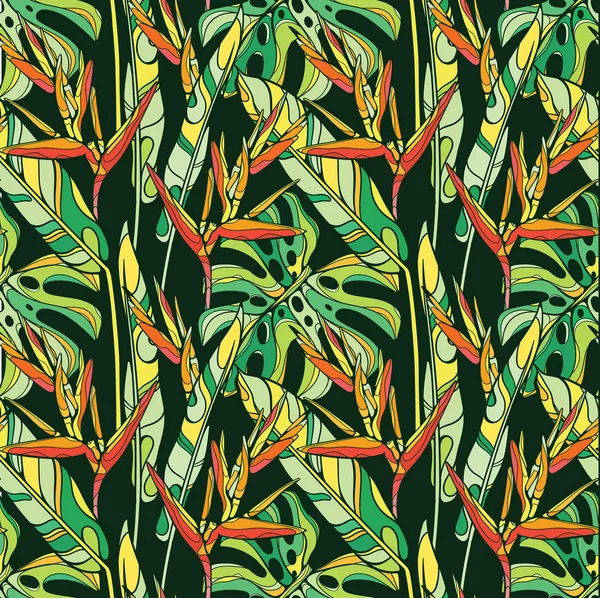 Modèle tropical vectoriel sans couture — Image vectorielle