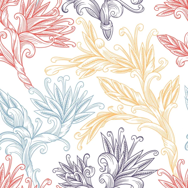 Motif floral vectoriel sans couture — Image vectorielle