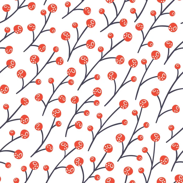 Red berries seamless vector pattern — Stock Vector