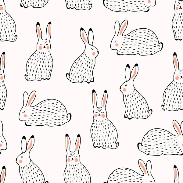 Seamless pattern with rabbits — Stock Vector