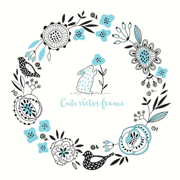 Round floral vector frame — Stock Vector