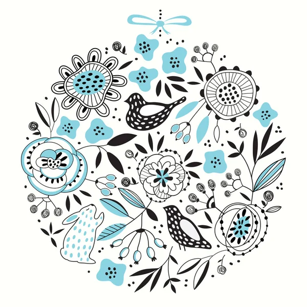 Sevimli yuvarlak vektör çiçek desenli