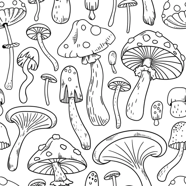 Mushrooms vector seamless pattern — Stock Vector