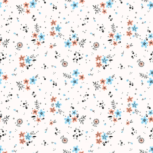 Padrão floral vector sem costura bonito — Vetor de Stock