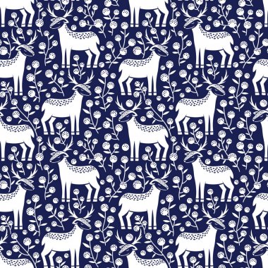 Geyik ve çilek vektör seamless modeli