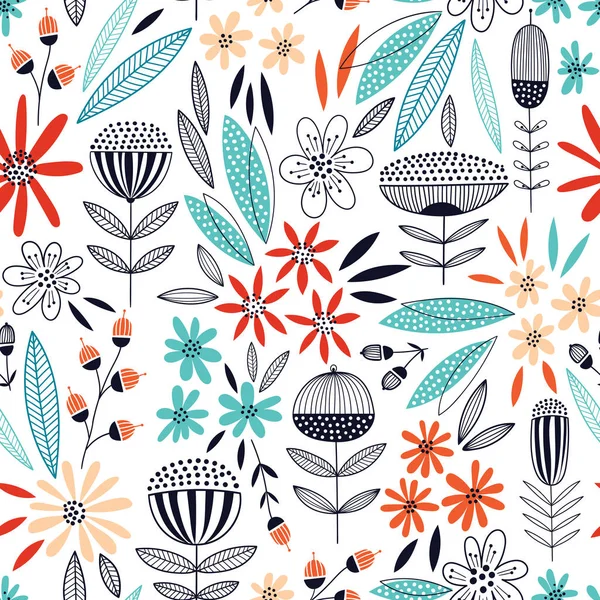 Colorful seamless vector floral pattern — Stock Vector