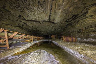 Tuz potas madeni yeraltı şaft tünel sürüklenme çok renkli desen