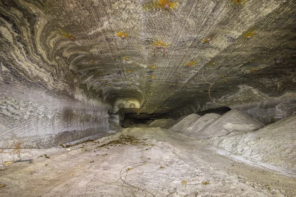 Salt potash mine underground shaft tunnel drift multi-color pattern