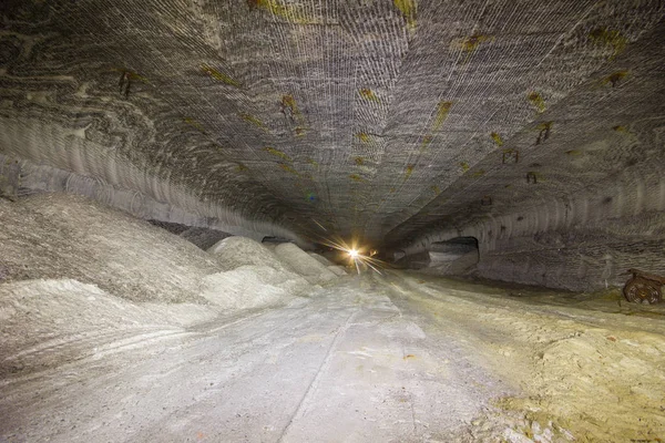 Salt Potash Mine Underground Shaft Tunnel Drift Multi Color Pattern — Stock Photo, Image