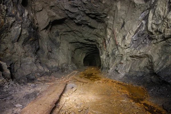 Mina Mica Oro Subterráneo Túnel Deriva —  Fotos de Stock