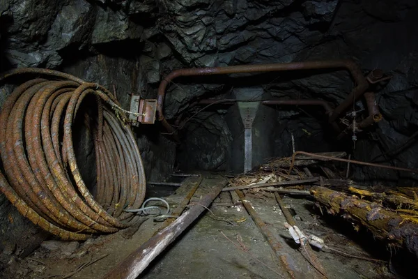 Subterrâneo Abandonado Mina Minério Túnel Galeria — Fotografia de Stock
