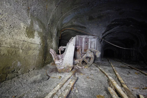 Galería Subterránea Abandonada Del Túnel Del Eje Mina Mineral Con — Foto de Stock