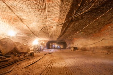 Underground salt potash mine tunnel