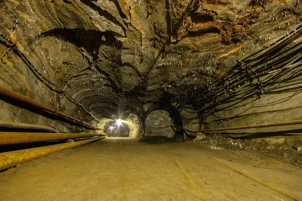 Underground Salt Potash Mine Tunnel — Fotografia de Stock