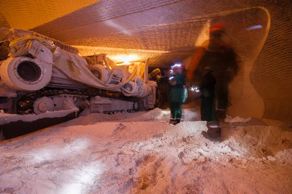 Подземный Тоннель Соляной Шахты Комбайном Лицензионные Стоковые Фото