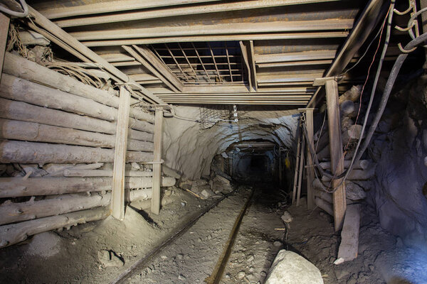 Scoop ramp scraper slide in gold mine underground tunnel