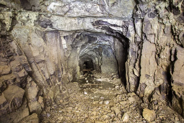 Tunnel Sotterraneo Abbandonato Miniera Platino Crollato — Foto Stock