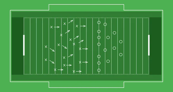 Campo de rugby plano vectorial. Ilustración del vector deportivo . — Vector de stock