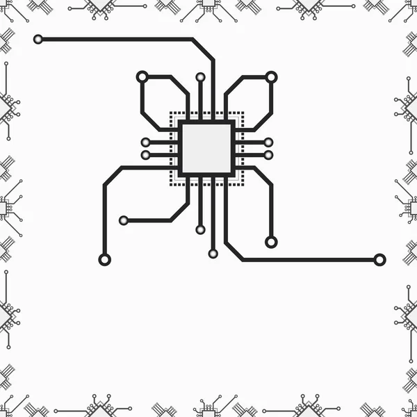 Platte Cpu Patroon Vector Illustratie Naadloze Patroon Printplaat Vector Achtergrond — Stockvector