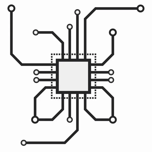 フラットCpuベクトルイラスト 回路基板のチップアイコン 概要マクロベクトル図 — ストックベクタ