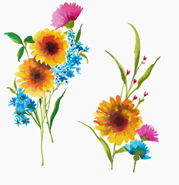 Aquarell bemalte Blumen Design-Elemente — Stockfoto