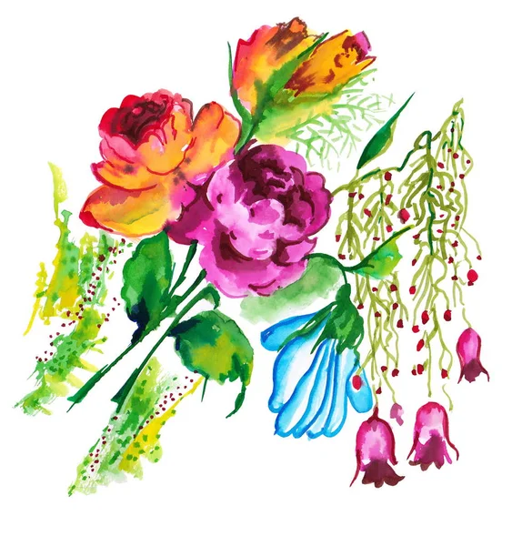 Colorida acuarela Flores exclusivas —  Fotos de Stock