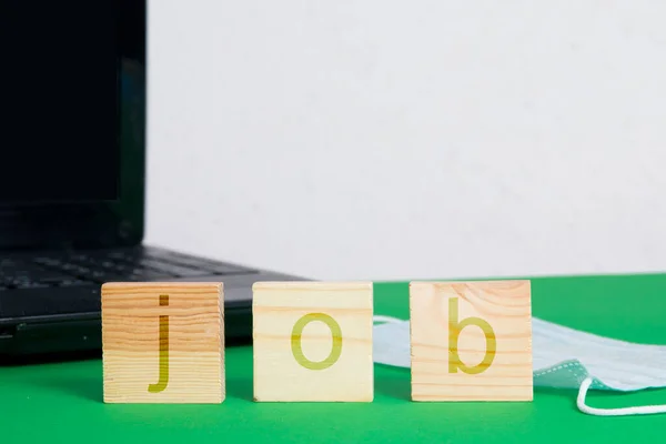 Träklossar Med Orden Jobb Vit Bakgrund För Din Text Ett — Stockfoto