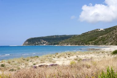 Kefalonia Kaminia Beach'te önünde deniz.