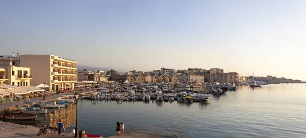 Porto Veneziano Velho Chania Crete Por Sol — Fotografia de Stock