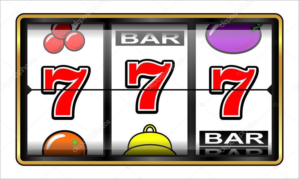 Gambling illustration 777. Casino slot machine screen