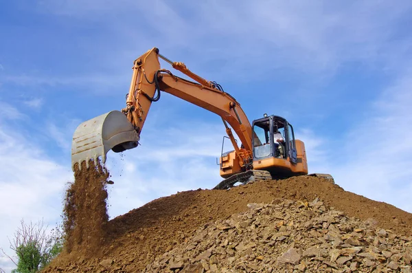 Máquina Excavadora Acción Durante Las Obras Movimiento Tierra —  Fotos de Stock