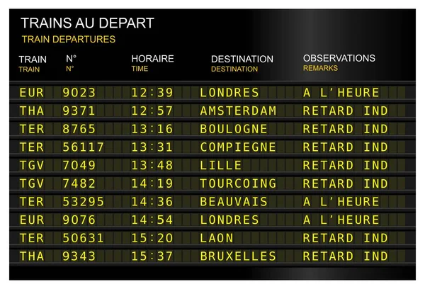 Estación Tren Con Retraso Salida Francia París Francés Gare Nord — Foto de Stock