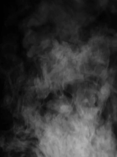 White smoke or dense steam on black background, texture, overlay